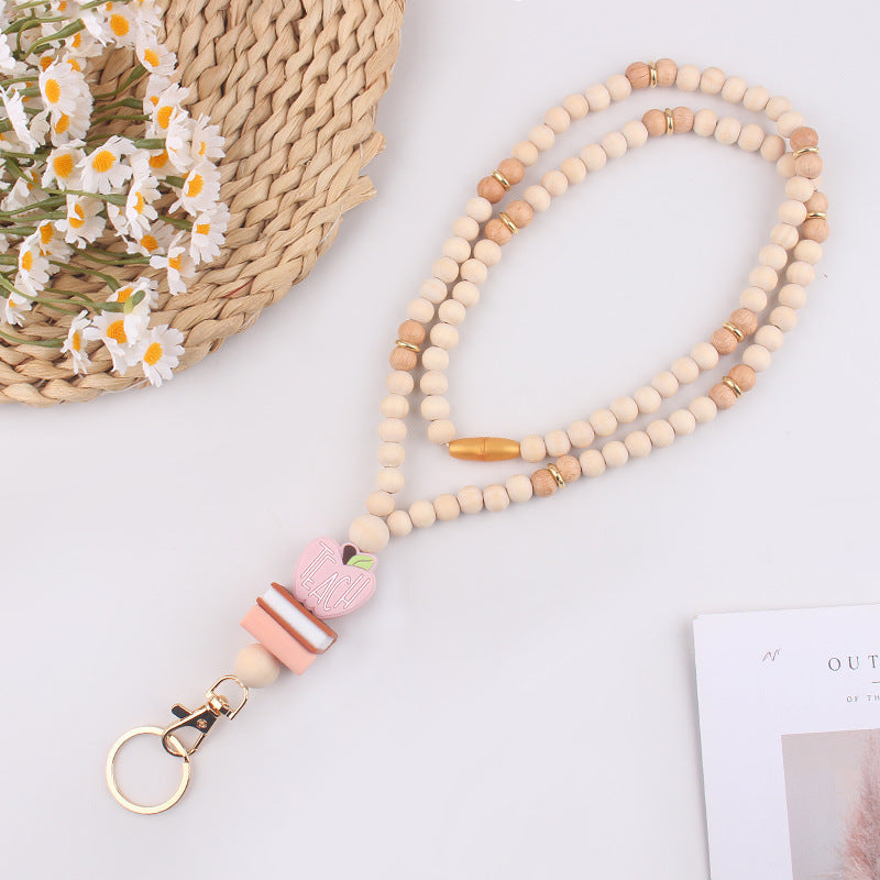 Wholesale Handmade beaded book daisy lanyard necklace badge keychain lanyard